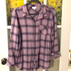 JJill pink, blue and navy blouse, gauzy fabric